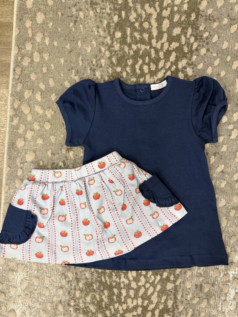 NEW BABY LOREN girl's apple skort pima set in navy